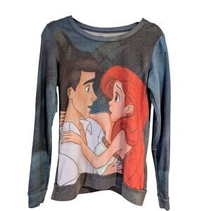 Disney The Little Mermaid Crewneck Sweater Sz S Ariel Graphic Thin Pullover